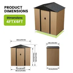 Metal Garden Shed ，Shed Outdoor Storage Shed with Sloping Roof and Vents, Slooping Roof Tool Shed for Backyard, Patio, Garden Yard，6 X 4 FT