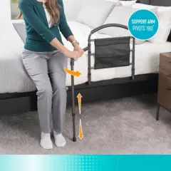 Stander Mobility Rail with Swing-out Grab Bar for Seniors, Black