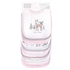 Hudson Baby Infant Girl Cotton Bibs 10pk, Winter Forest, One Size