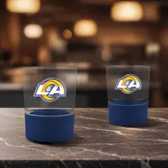 NFL Los Angeles Rams 14oz Rocks Glass Set with Silicone Grip - 2pc