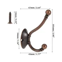 Unique Bargains Vintage Clothes Hooks Door Hooks 3.98"x1.34"x2.64" Bronze Tone 4 Pcs