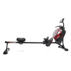 Sunny Health & Fitness Hydro Dual Resistance Smart Magnetic Water Rowing Machine - Black/Red