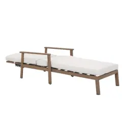 COWLOWN Outdoor Aluminum Chaise Lounge Chair with Padded Cushion & Armrests, Weather-Resistant Patio Recliner for Poolside, Deck, Garden Relaxation