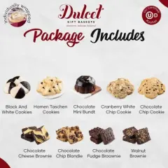 Dulcet Gift Baskets Sympathy Gift Baskets, Cookie and Brownie Keepsake Gift Basket, Gourmet Food Gift Baskets for Son, Sibling, Cousin, Close Friend