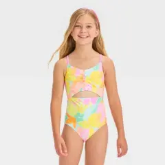 Girls' 'Take me to Paradise' Floral Printed Rash Guard Set - Cat & Jack&trade; White
