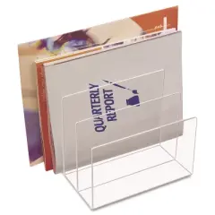 Kantek Clear Acrylic Desk File, 3 Sections, Letter to Legal Size Files, 8" x 6.5" x 7.5", Clear
