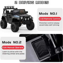 2-Seater 12V Ride-On Truck for Kids, Electric Battery Powered Car with Parental Remote Control, Safety Belt, All-Terrain Jeeps for Boys Girls