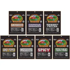 Buffalo Bills 7-Piece Country Cut Beef Jerky Sampler Black Velour Wine Gift Bag (seven 1.5oz packs)