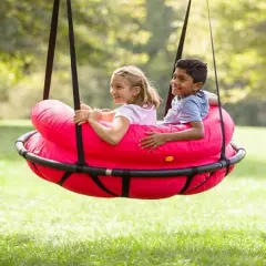 HearthSong Cozy Cushion Nest Swing for Kids and Adults with Inflatable Polyester-Covered Cushion, Holds up to 250 lbs.