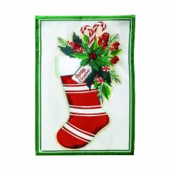 Evergreen Merry Christmas Stocking Applique Garden Flag 12 x 18 Inches Indoor Outdoor Decor