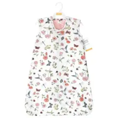 Hudson Baby Infant Girl Plush Faux Fur Sleeping Bag, Wearable Blanket, Hummingbird Garden