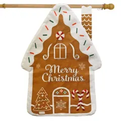 Briarwood Lane Christmas House Flag 40x28 For Outdoor Gingerbread House Burlap For Christmas House Flag