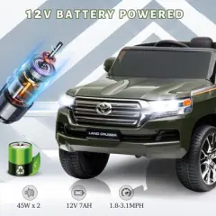 2 Seater Kids Ride On Truck, 12V Battery Powered Electric Vehicle w/Remote Control, 3 Speeds, Led Lights, Music & Horn, Spring Suspension Boys Girls