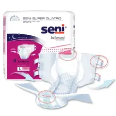 Seni Super Quatro Adult Incontinence Brief L Heavy Absorbency Breathable / Overnight, S-LA09-BQ1, Severe