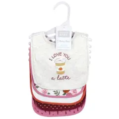 Hudson Baby Infant Girl Cotton Bibs, Pumpkin Spice, One Size
