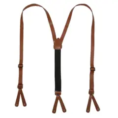 CTM Coated Leather Button-End 3/4 Inch Suspenders