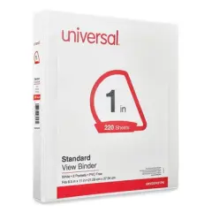 Universal Slant D-Ring View Binder, 3 Rings, 1" Capacity, 11 x 8.5, White, 12/Carton