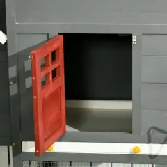 Resenkos Rabbit Hutch, Duck Cage Hutch,Rabbit Coop,Rabbit House 83" 2 Story Deluxe XL Wooden Rabbit Hutch Big Bunny Cage w/ Ladder and Run Natural