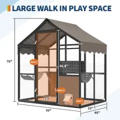 Acekool Aluminum Outdoor Cat Enclosure with Weatherproof Cover, Multi-Level Catio for Cats