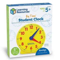 Learning Resources Big Time Student Clock Teaching and Demonstration Clock 12 Hour Ages 5plus: Plastic, Kindergarten Teaching Aid