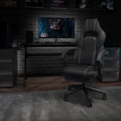 Flash Furniture X40 Gaming Chair Racing Ergonomic Computer Chair with Fully Reclining Back/Arms, Slide-Out Footrest, Massaging Lumbar