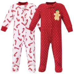 Hudson Baby Infant Girl Fleece Zipper Sleep and Play 2pk, Sugar Spice