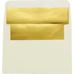 Best Paper Greetings Invitation Envelopes with Gold Foil Lining (5.25 x 7.25 Inches, Ivory, 50 Pack)