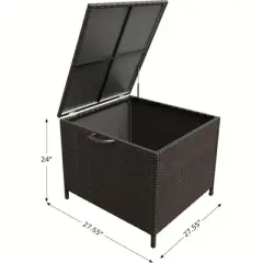 80-Gallon Waterproof Rattan Deck Box with Handles & Wheels, Durable Outdoor Storage Bin for Garden, Pool, Cushions, and Patio