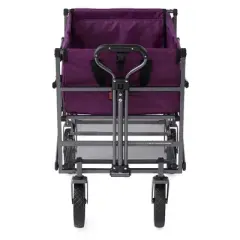 Mac Sports Double Decker Heavy Duty Steel Frame Collapsible Outdoor Utility Garden Cart Wagon with Lower Storage Shelf and 150 Pound Capacity, Purple
