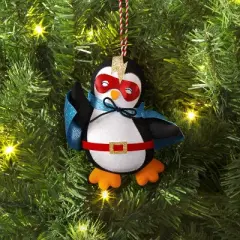 5.25" Christmas Fabric Superhero Ornament Penguin - Wondershop&trade;
