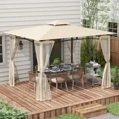 Outsunny 10' x 12' Patio Gazebo with Netting, Outdoor Gazebo Canopy for Lawn, Backyard, Deck