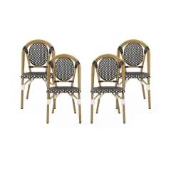 Christopher Knight Home Remi Outdoor French Wicker and Aluminum Bistro Chairs (Set of 4)