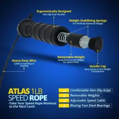 WOD Nation Weighted Jump Rope for Women & Men, Adjustable Heavy Speed Jump Rope Handles with Removable Weights- 1 Pound (1LB)