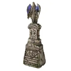 ATC 5 Ft. 7" Tombstone with Light-Up Angel & Skulls Halloween - Gray One Size
