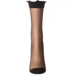 Memoi Women's Lettuce-Edge Silky Sheer Crew Sock