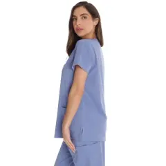 Just Love Solid Stretch Scrub Top for Women Mock Wrap Nursing Shirt