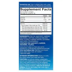 Viva Naturals Omega-3 Fish Oil, Triple-Strength, 180 Softgels (1,250 mg per Softgel)