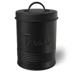 Amici Pet Retro Metal Storage Canister Treats Jar, 72 oz. , Matte Black