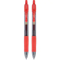 Pilot G2 Retractable Gel Pens Fine Point Red Ink 2 Pack (31033) 460225