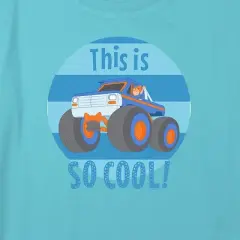 Girl's Blippi This Is So Cool Blue and Orange Truck Crop Top T-Shirt