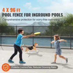 VEVOR Pool Fence, 4 x 96 FT Pool Fences for Inground Pools, Removable Child Safety Pool Fencing, Easy DIY Installation Swimming Pool Fence