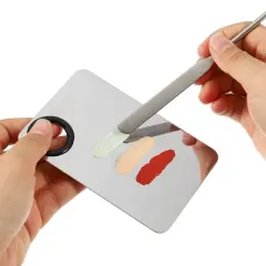 Unique Bargains Stainless Steel Makeup Palette Foundation Blending Tool with Makeup Scraper for Mixing Beige 1 Set