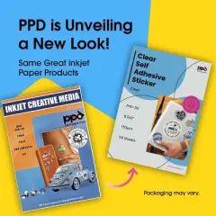 PPD Clear Vinyl Sticker Paper 8.5x11" 50 sheets for Inkjet Printers
