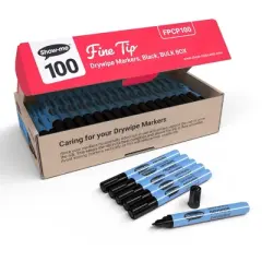 Show-me&reg; Fine Tip Slim Barrel Dry Erase Markers, Black, Classbox of 100