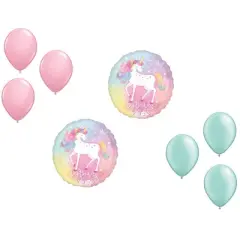 LOONBALLOON Unicron Theme Balloon Set, 2x Birthday Enchanted Unicorn Balloons and 6x latex balllons