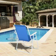 DOMETOUR Oxford Cloth Iron Outdoor Beach Chair Blue