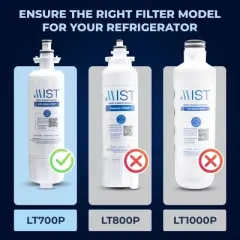 Mist LT700P Replacement for LG LT700P, ADQ36006101, Kenmore 46-9690 Refrigerator Water Filter: Carbon Cartridge, White