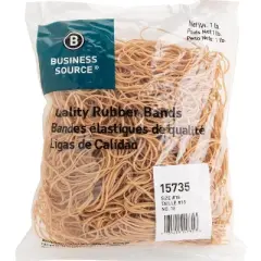 Business Source Rubber Bands Size 18 1 lb./BG 3"x1/16" Natural Crepe 15735