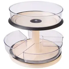 The Lakeside Collection Lazy Susan Turntable 2-Tier Clear Round Plastic Spinning Cabinet Organizer