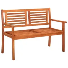 vidaXL Bench Brown Solid eucalyptus wood 2-Seater Ergonomic - 47.2" x 23.6" x 35"